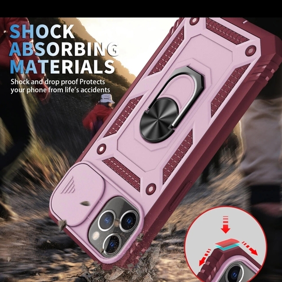 Purple Armor Phone Case with Ring Holder and Camera Protection - Picture 3 of 9